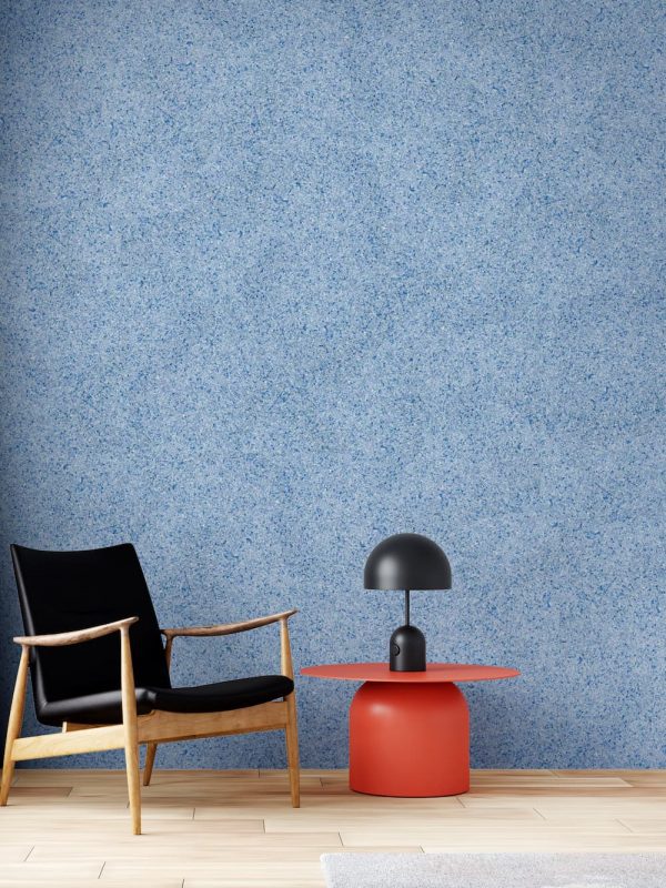 Baumwollputz B42 in Hellblau – elegante Flüßigtapete für moderne Wandgestaltung mit ruhiger Farbwirkung
