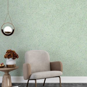 Baumwollputz B43 in Pastell Grün – sanfte Flüßigtapete für moderne Wandgestaltung mit natürlicher Frische