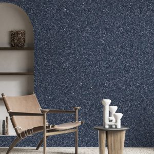 Baumwollputz B46 in Dunkelblau – elegante Flüßigtapete für moderne Wandgestaltung mit tiefem Farbton