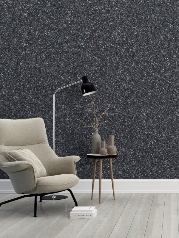 Baumwollputz B47 in Schwarze – moderne Flüßigtapete für elegante Wandgestaltung mit starkem Charakter