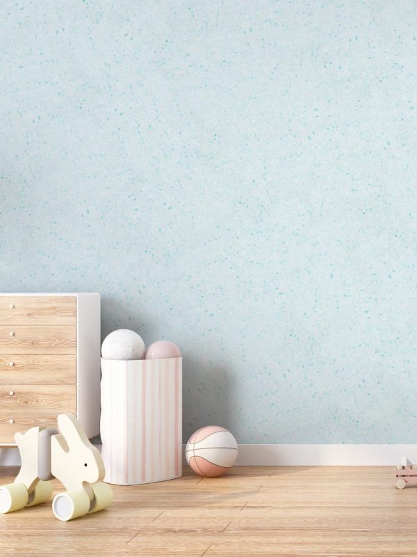 Baumwollputz B49 in Eisblau – elegante Flüßigtapete für moderne Wandgestaltung mit kühler Frische