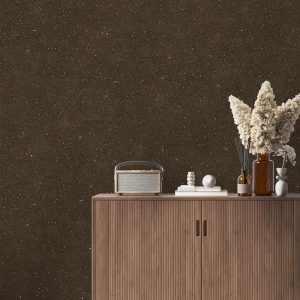 Baumwollputz Y2508 Mocha Mousse auf Wohnzimmerwand – sinnlich warme Wandbeschichtung mit natürlicher Textur