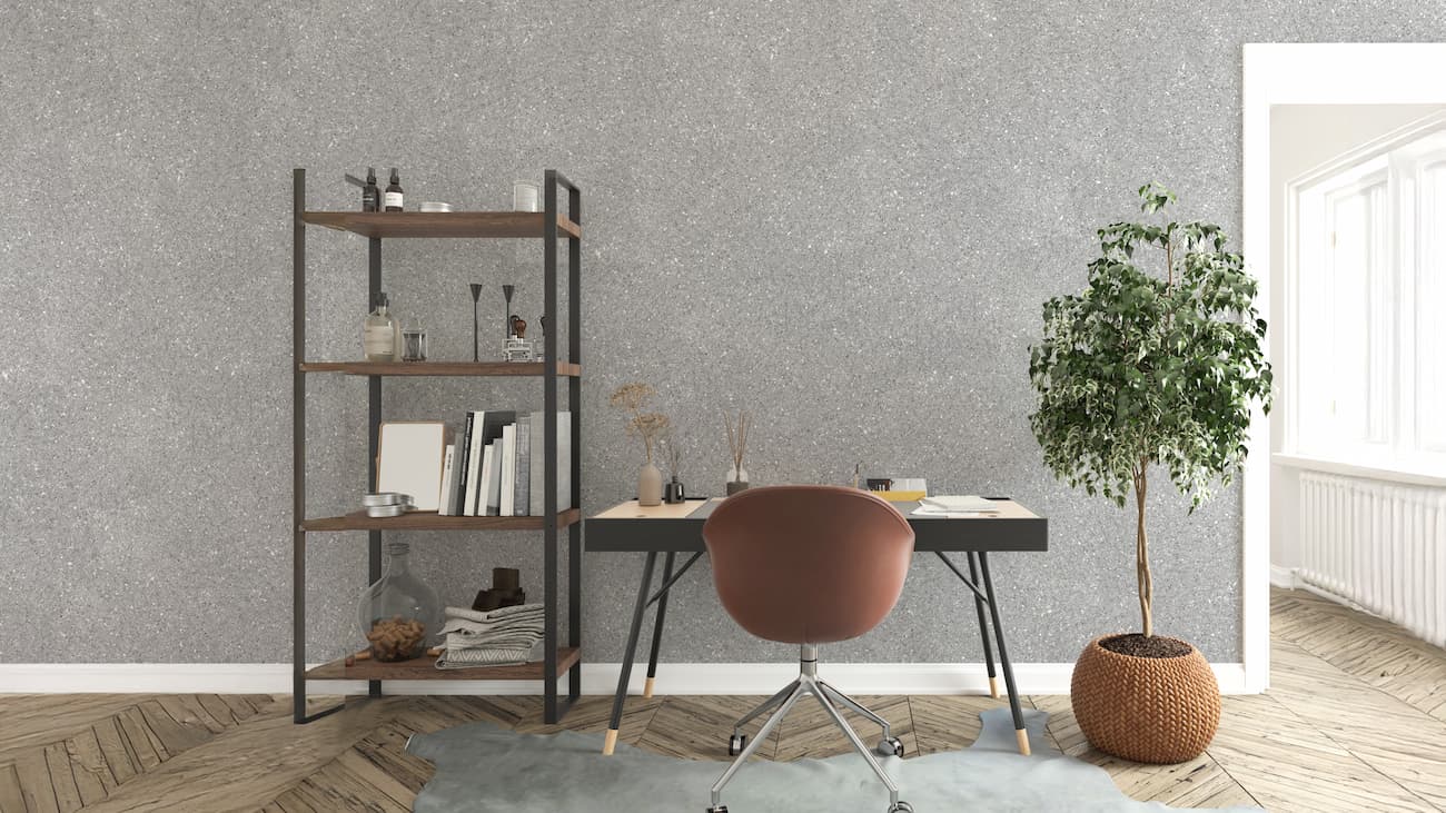 Homeoffice mit moderner strukturierter Wand